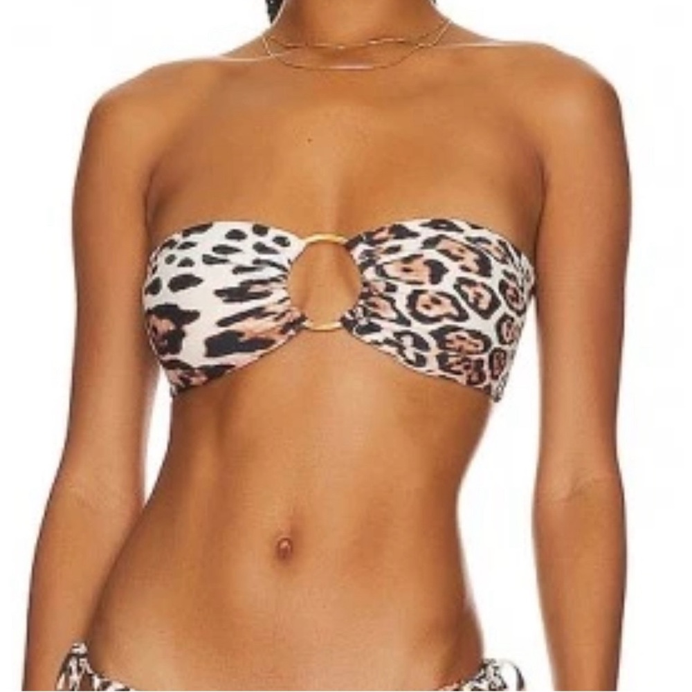 PQ leopard Ring Bandeau bikini top